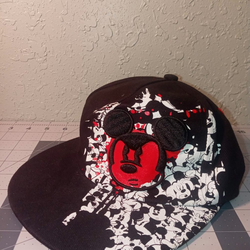 Black White Red Hardcore Disney Mickey Mouse Hat Youth